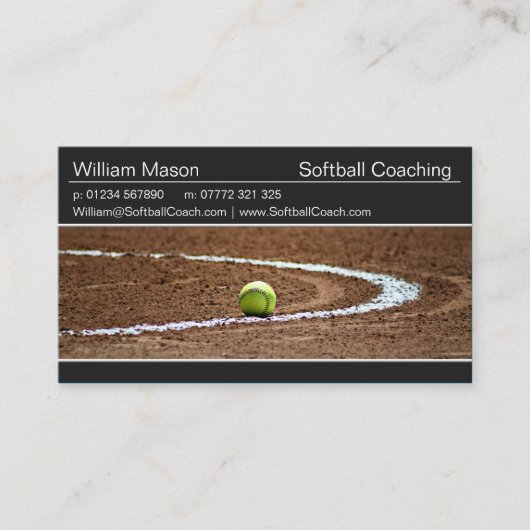 Softbal op een Softbalveld Foto Visitekaartje (Voorkant)