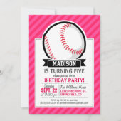Softbal op roze strepen kaart (Voorkant)