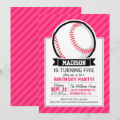 Softbal op roze strepen kaart (Voorkant / Achterkant)