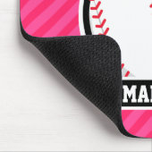 Softbal op roze strepen muismat (Hoek)