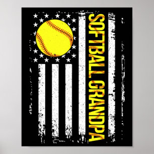 Softbal opa Amerikaanse vlag vintage Ic gamendag Poster