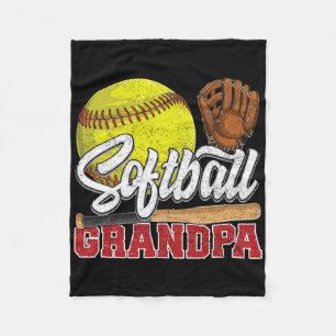 Softbal Opa Softbal Speler Spel Dag Vader's Fleece Deken