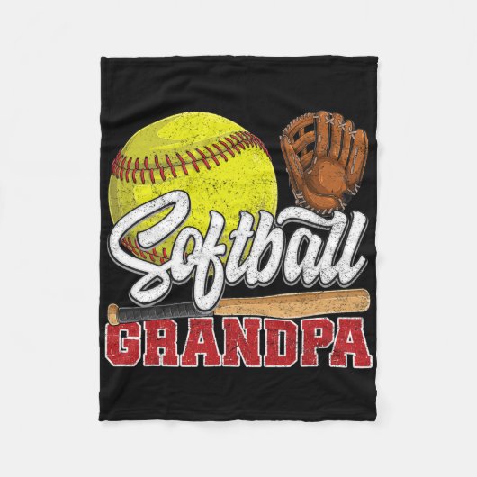 Softbal Opa Softbal Speler Spel Dag Vader's Fleece Deken (Voorkant)