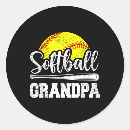 Softbal Opa Softbal Speler Speldag Vaderdag Ronde Sticker (Voorkant)