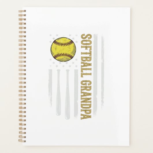 Softbal Opa Vintage Vlag Vectorontwerp_1 Planner (Voorkant)