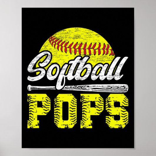 Softbal-Opa's van een softbalspeler Pops Poster (Voorkant)