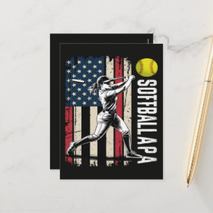 Softbal Papa Amerikaans Amerikaanse Vlag Feestdagenkaart