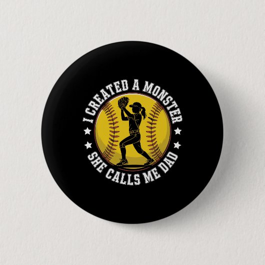 Softbal Papa Grappig Monster Trots Ouder Voor Spel Ronde Button 5,7 Cm (Voorkant)