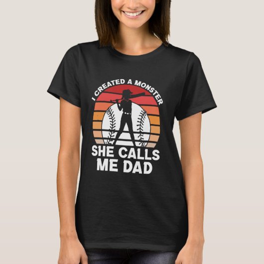 Softbal Papa Grappig Softbal Spel Papa Vaderdag T-shirt (Voorkant)