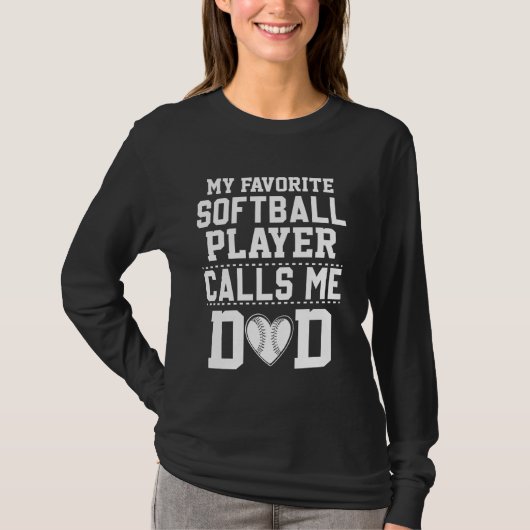 Softbal Papa Grappige Softbal Speler Papa's Vader T-shirt (Voorkant)