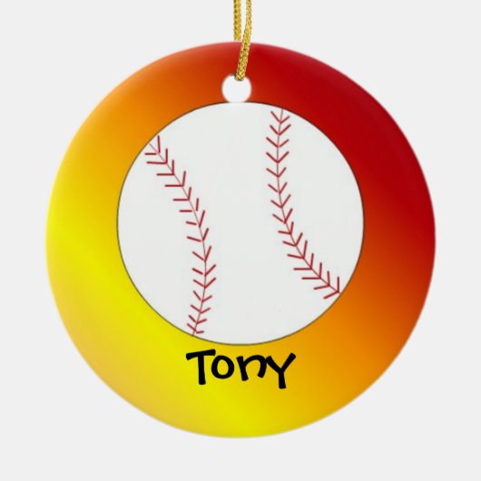 Softbal personaliseren met naam keramisch ornament (Voorkant)