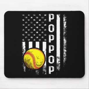 Softbal Poppop Amerika Vlag Mannen Vrouwen Vintage Muismat