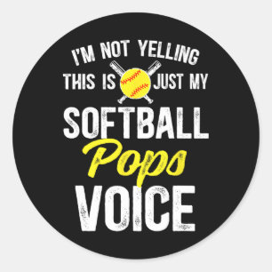 Softbal Pops Stem Pops Van Een Softbalspeler Pops Ronde Sticker