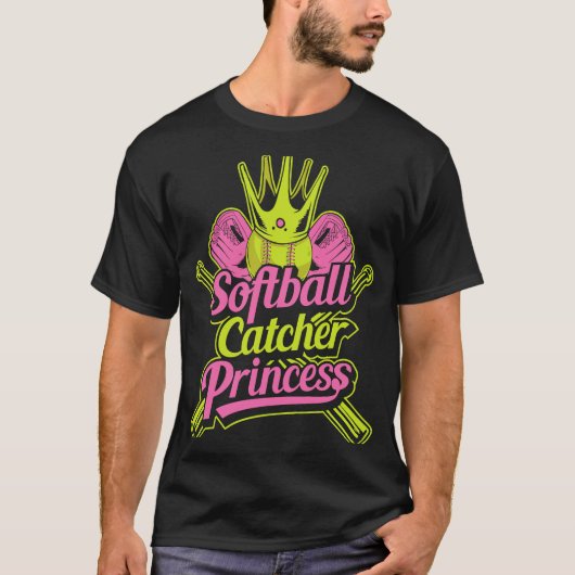 Softbal Prinses Catcher Werper Slagman Softbal T-shirt (Voorkant)