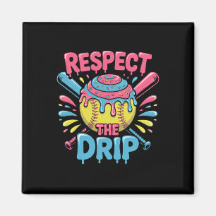 Softbal Respecteer De Drip - Schattige Softbal Spe Magneet
