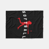 Softbal Rode Team Speler Varsity Tekst Fleece Deken (Voorkant (Horizontaal))