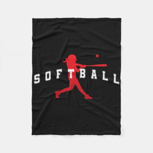 Softbal Rode Team Speler Varsity Tekst Fleece Deken (Voorkant)