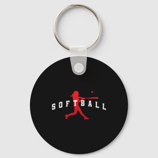 Softbal Rode Team Speler Varsity Tekst Sleutelhanger (Voorkant)