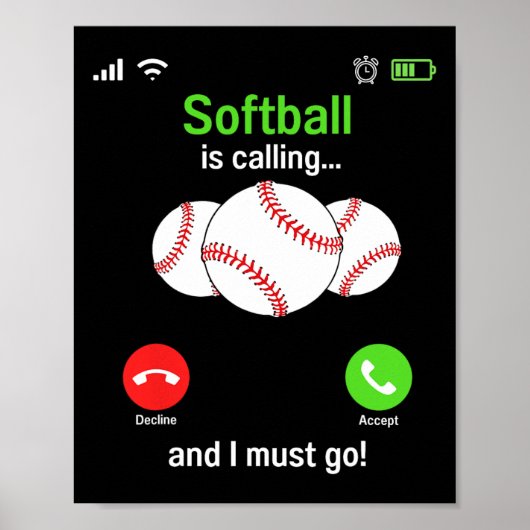 Softbal roept - Softbalspeler coach team Poster (Voorkant)