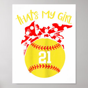 Softbal rommelige knot dat is mijn meisje #21 moed poster