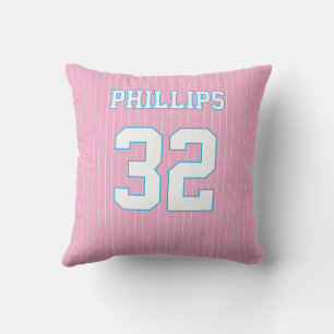 Softbal Roze Blauw en Witte Jersey Kussen