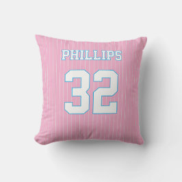 Softbal Roze Blauw en Witte Jersey Kussen