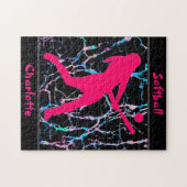 Softbal Roze / Zwart / Zilver Legpuzzel (Horizontaal)