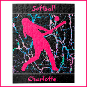 Softbal Roze / Zwart / Zilver Legpuzzel