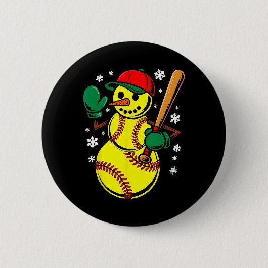 Softbal Santa Hoed Sneeuwman Kerstmis Grappige Sof Ronde Button 5,7 Cm (Voorkant)