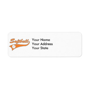 softbal script tekst logo oranje etiket