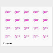 softbal script tekst logo roze ronde sticker (Vel)