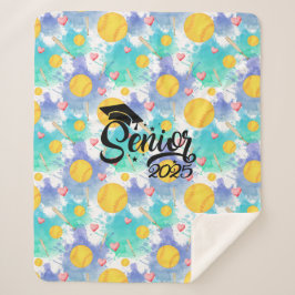 Softbal senior afstuderen cadeau waterverf splash sherpa deken