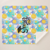 Softbal senior afstuderen cadeau waterverf splash sherpa deken (Voorkant (horizontaal))