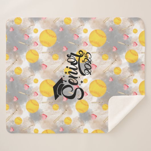 Softbal senior afstuderen cadeau waterverf splash sherpa deken (Voorkant (horizontaal))