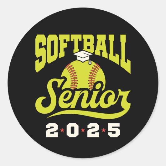 Softbal Senior Klasse van 2025 Ronde Sticker (Voorkant)