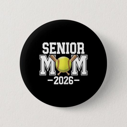 Softbal senior-moeder, klas van 2026, seniorenavon ronde button 5,7 cm (Voorkant)