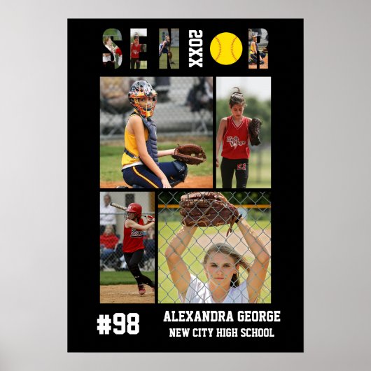 Softbal Senior Night Afstudeerder Speler Poster (Voorkant)