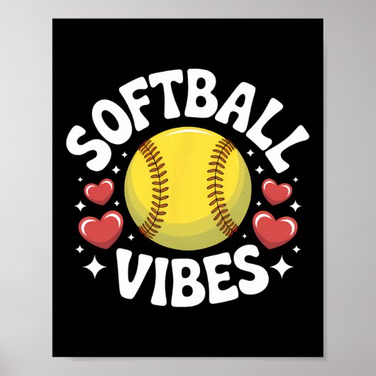 Softbal Sfeer Cute Fastpitch Softbal Team Speler Poster (Voorkant)