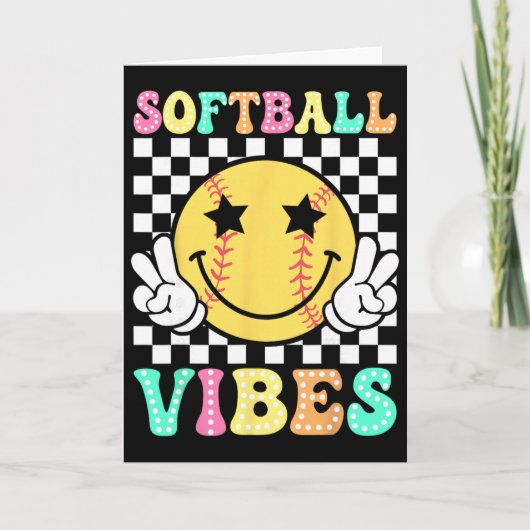 Softbal Sfeer Softbal Retro Groovy Wedstrijd Dag M Kaart (Voorkant)