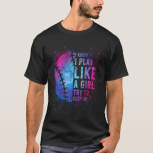 Softbal-Shirt Ik weet dat ik speel als meisje cade T-shirt