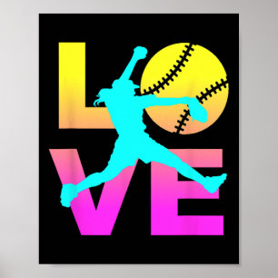 Softbal shirts voor meisjes leuk poster