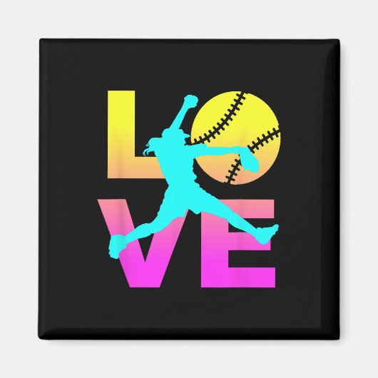 Softbal shirts voor meisjes liefde  magneet (Voorkant)