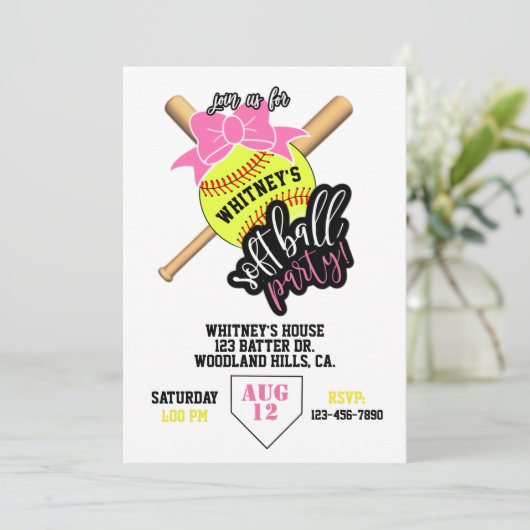 softbal, softbalfeest, honkbalthema, meisje  (Staand voorkant)