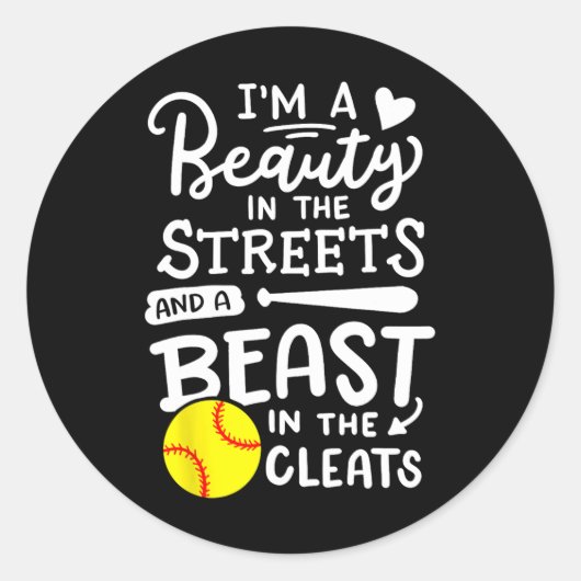 Softbal Softbalspeler Ronde Sticker (Voorkant)