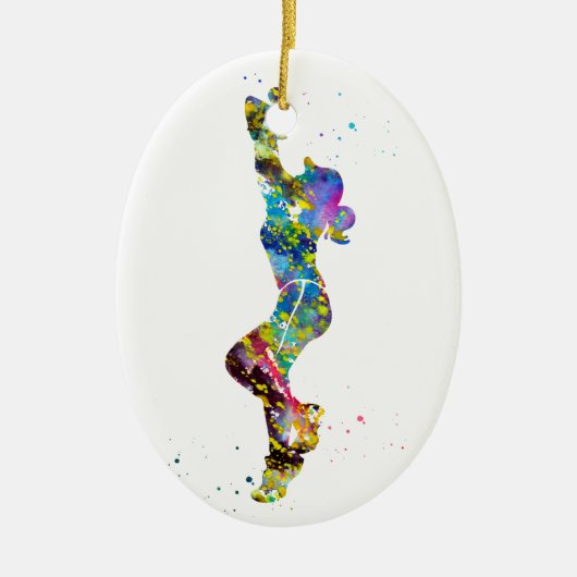 Softbal spelend meisje keramisch ornament (Voorkant)
