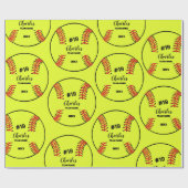 Softbal Speler Custom Naam Nummer & Team Cadeaupapier (Vlak)