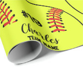 Softbal Speler Custom Naam Nummer & Team Cadeaupapier (Rol Hoek)