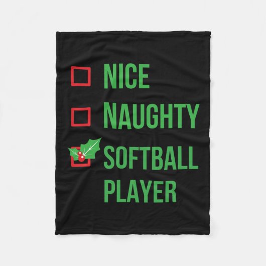 Softbal Speler Funny Pajama Kerstcadeau Fleece Deken (Voorkant)