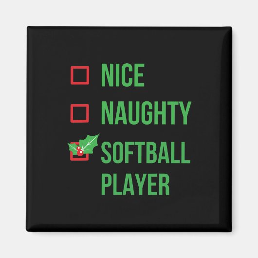Softbal Speler Funny Pajama Kerstcadeau Magneet (Voorkant)