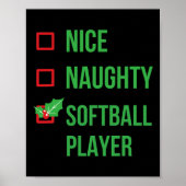 Softbal Speler Funny Pajama Kerstcadeau Poster (Voorkant)